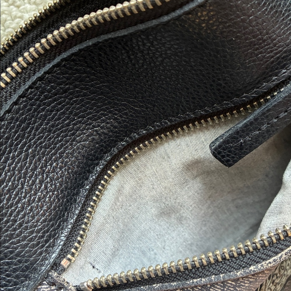 Roots Edie Black & Grey Leather Crossbody Bag Purse - Picture 6 of 12
